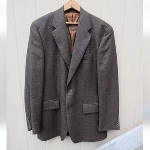 Vintage Polo University By Ralph Lauren Wool Plaid Brown Blazer 40 